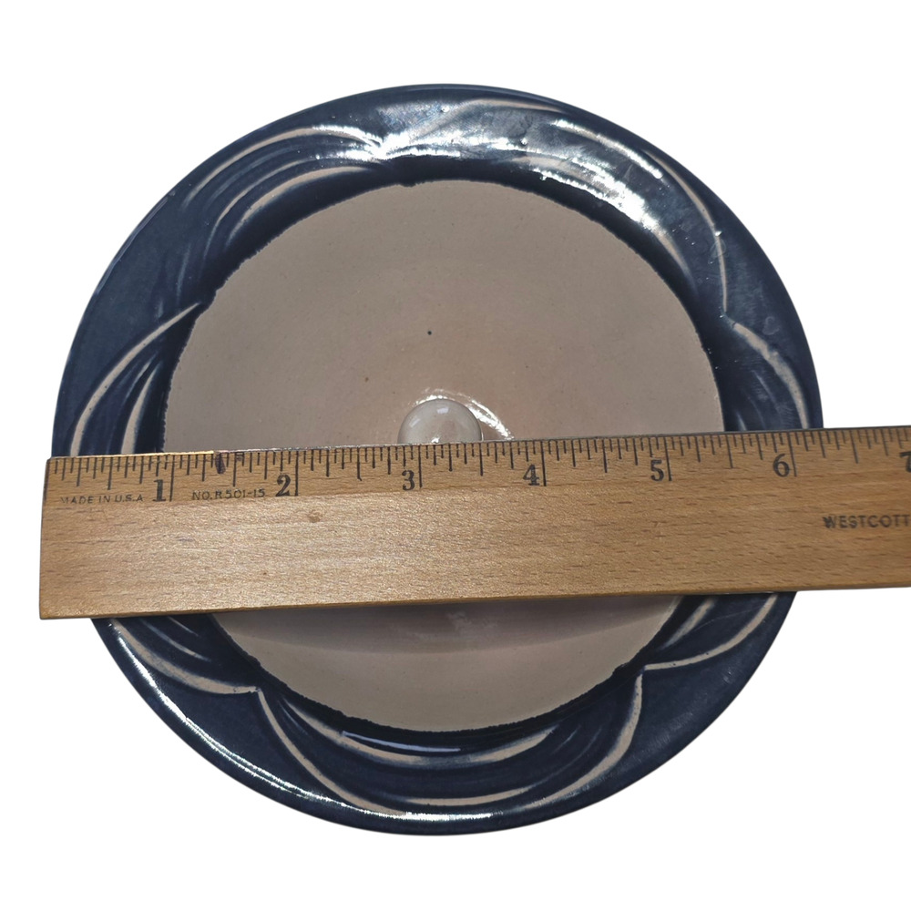 Christian Ridge Pottery Apple Baker Set of 2 Blue Stoneware w Recipe Card - Picture 4 of 9